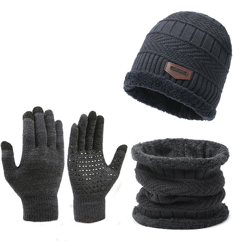 Herren Winter Set – Schal, Mütze & Handschuhe, Fleecefutter, 3-teilig