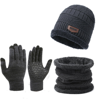 Herren Winter Set – Schal, Mütze & Handschuhe, Fleecefutter, 3-teilig