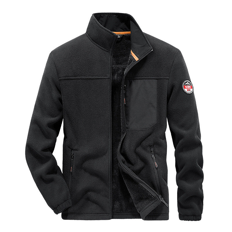Herren Outdoor-Fleecejacke – Freizeit-Cardigan mit Reißverschlusstaschen
