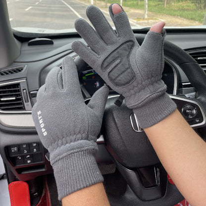 Outdoor-Skihandschuhe, Winter-Polarfleece-Klapphandschuhe, Winterhandschuhe für Männer und Frauen sowie samtverdickte, warme Touchscreen-Handschuhe