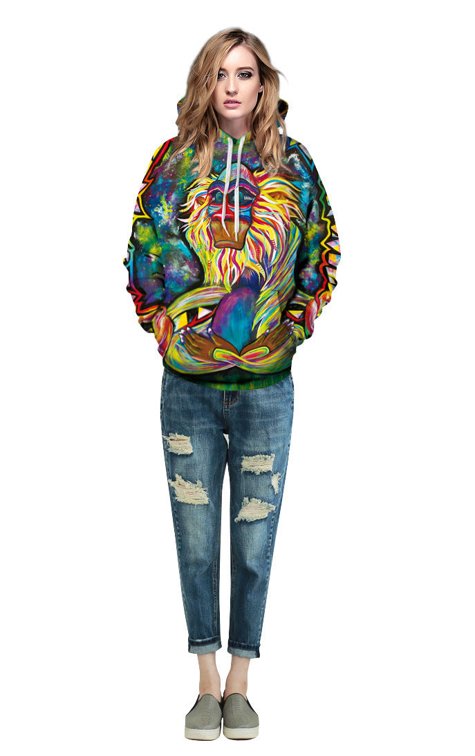 Unisex Hoodie mit 3D-Affen-Print – Streetwear Sweatshirt für Paare
