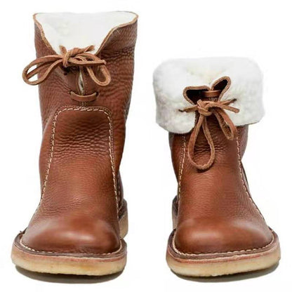 Damen Schneestiefel Damen Winter Pelz Plüsch Schnürstiefel