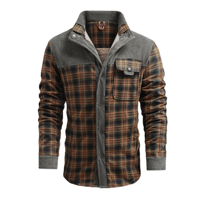 Herren Thermo-Jacke mit Karomuster – Langarm, Lockerer Schnitt