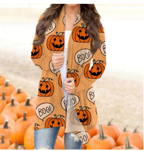 Halloween Digitaldruck Lässige Strickjacke Jacke Damen