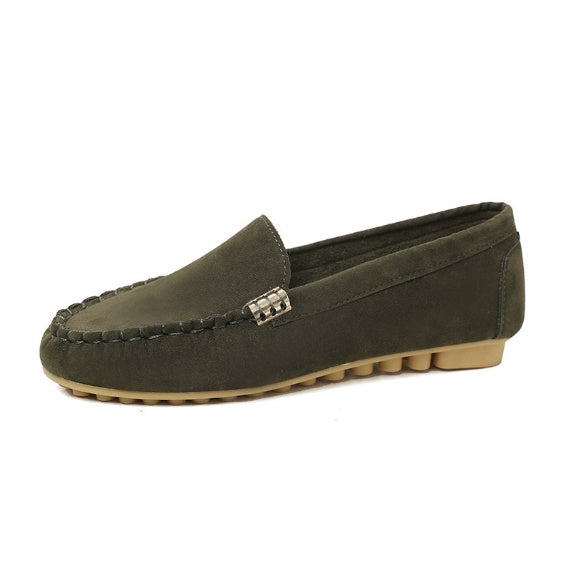 Flache Pumps mit flachem Absatz, einzelne Schuhe, flache Damenschuhe, Studenten-Erbsenschuhe