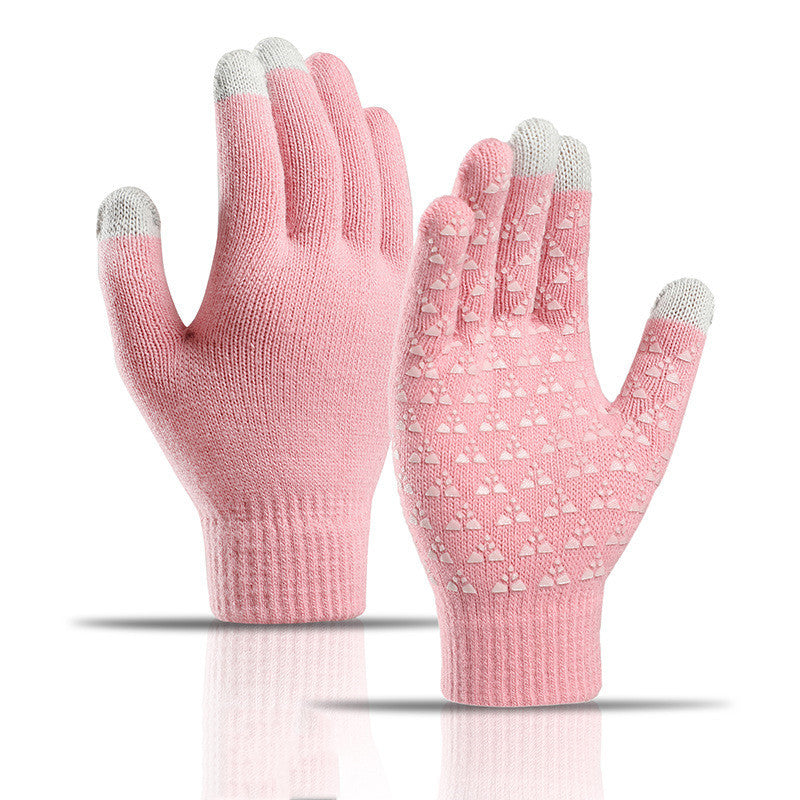 Winter-Strickhandschuhe für Männer und Frauen, warm, zum Radfahren, kältebeständig, rutschfest, dreieckig, versetzt, warme Handschuhe