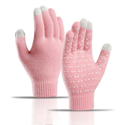 Winter-Strickhandschuhe für Männer und Frauen, warm, zum Radfahren, kältebeständig, rutschfest, dreieckig, versetzt, warme Handschuhe