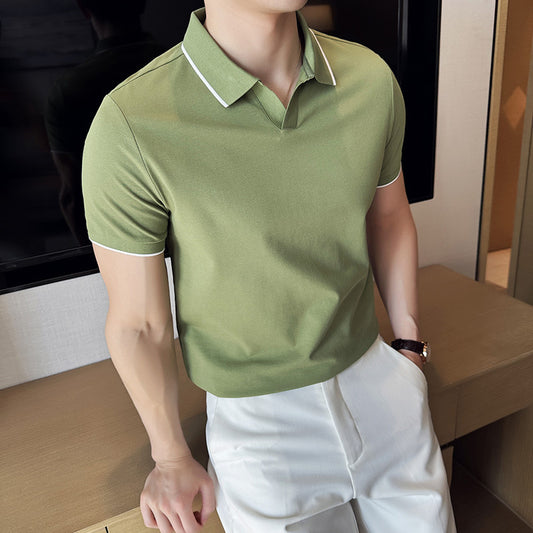 Kurzärmliges Poloshirt aus merzerisierter Perlbaumwolle mit Revers
