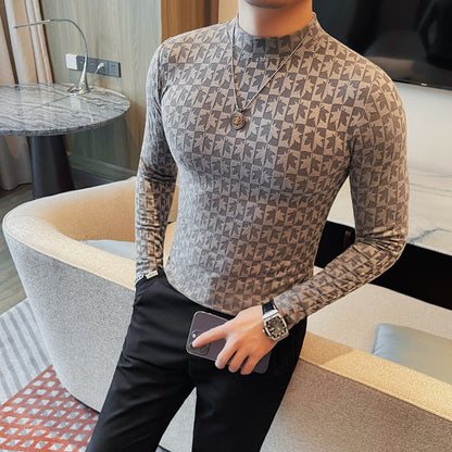 Modernes Herren-T-Shirt mit halbem Stehkragen – Figurbetonter Schnitt für einen trendigen Look