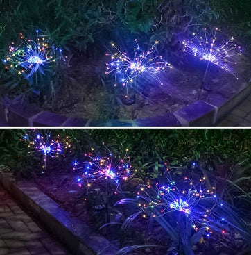 Neue Erdungsstecker Solar Feuerwerk Licht LED Lichterkette Kupferdraht Outdoor Garten Dekoration Sterne Lichter Weihnachtsbeleuchtung