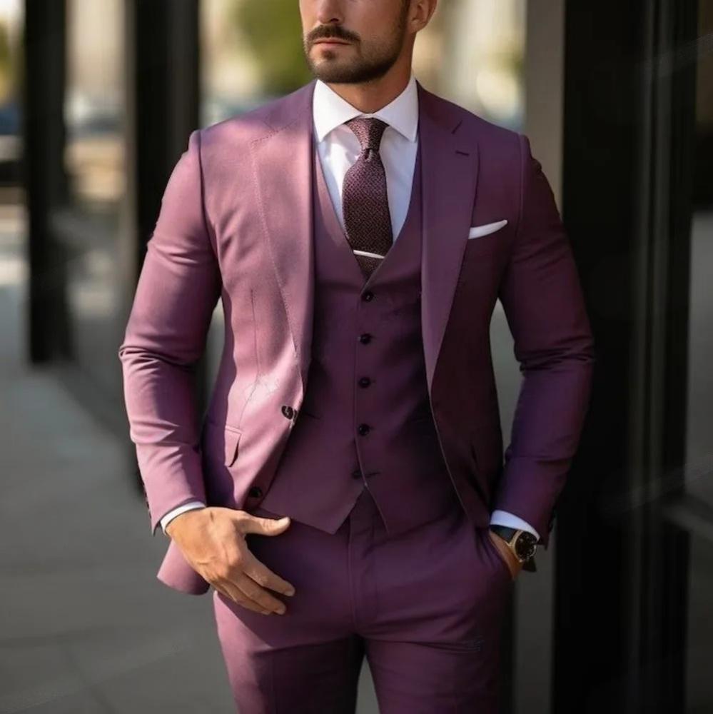 Dreiteiliger Herrenanzug – Slim Fit Anzug mit Weste für Business & Anlass