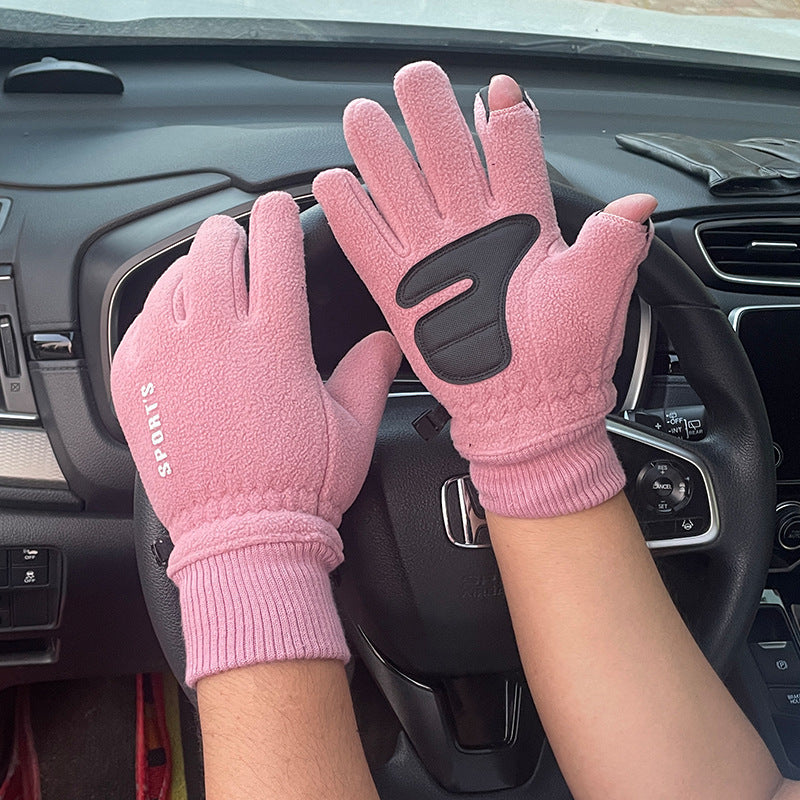 Outdoor-Skihandschuhe, Winter-Polarfleece-Klapphandschuhe, Winterhandschuhe für Männer und Frauen sowie samtverdickte, warme Touchscreen-Handschuhe
