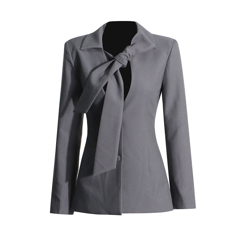 Einreihiger Blazer mit V-Ausschnitt und Schnürung für Damen