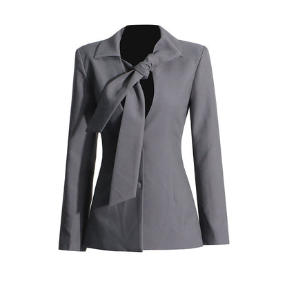 Einreihiger Blazer mit V-Ausschnitt und Schnürung für Damen