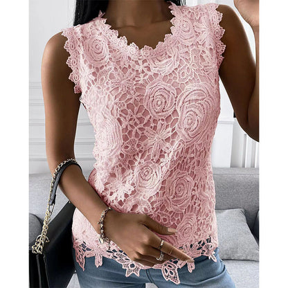Blumen Spitzenweste für Damen Tops S-5XL