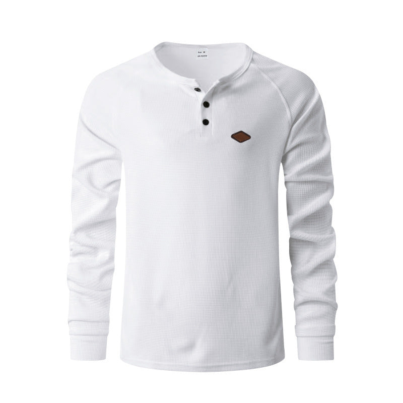 Herren Langarmshirt mit Waffelmuster und Henley-Knopfleiste – Schnell trocknend