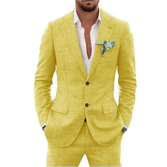 Leichter Herren-Leinenanzug für Hochzeit & Feier – Slim Fit Zweiteiler