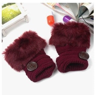 Faux Kaninchenfell warme fingerlose Wolle Winter gestrickte Handschuhe Frauen