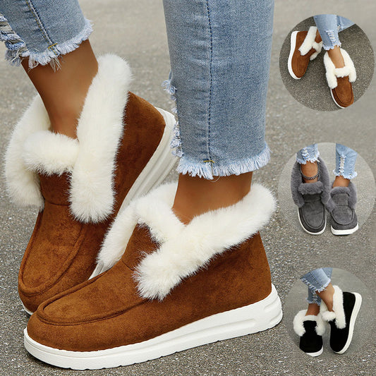 Schneestiefel Warme Winterschuhe Plüschfell Stiefeletten Damen