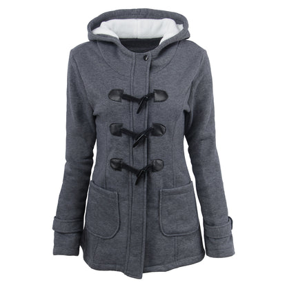 Warme Winterjacken mit Pelzkragen für Damen, neuer Hupenknopf, langer Daunenmantel für Damen, Parka in Übergröße, Damenparka, Hoodies für Damen