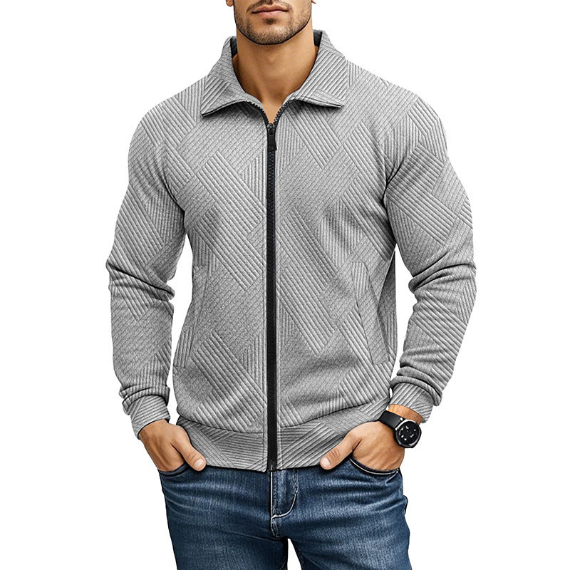 Herren Waffelstrick-Jacke mit Reverskragen – Casual Look für alle Jahreszeiten