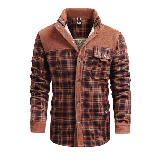 Herren Thermo-Jacke mit Karomuster – Langarm, Lockerer Schnitt