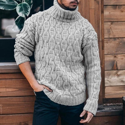 Herren Rollkragenpullover aus Feinstrick mit Rippbündchen – Slim Fit