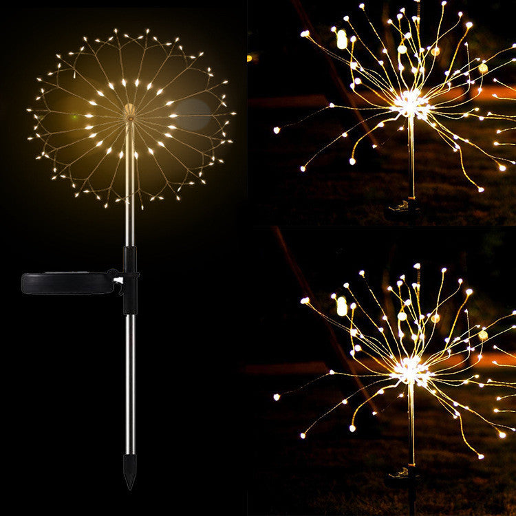 Neue Erdungsstecker Solar Feuerwerk Licht LED Lichterkette Kupferdraht Outdoor Garten Dekoration Sterne Lichter Weihnachtsbeleuchtung