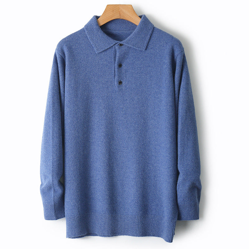 Men's Woolen Sweater Polo Collar Sweater Pullover