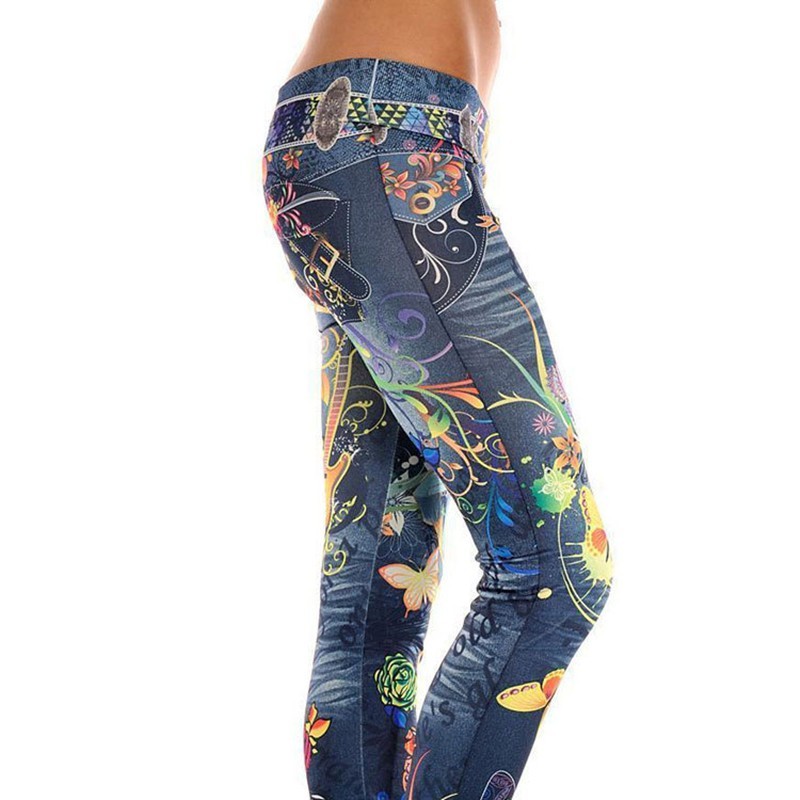 Leggings mit Denim-Print