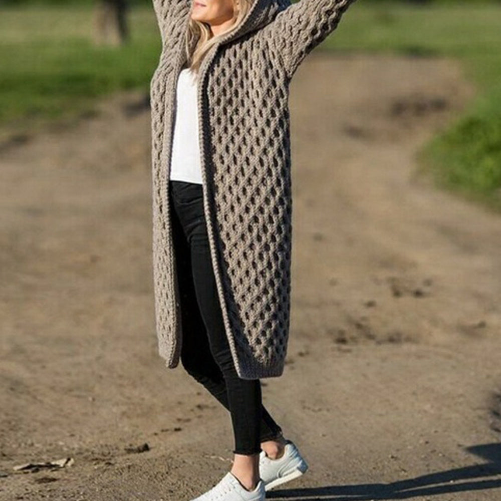 Dicke, warme Strickjacke mit Kapuze für den Winter für Damen