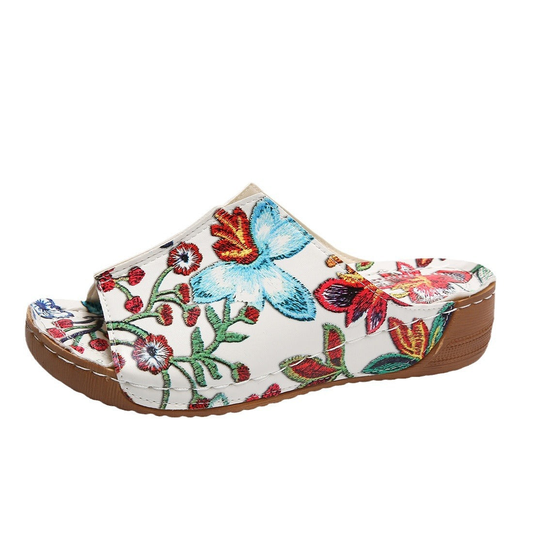 Peep Toe Wedge Fashion Einfache Slip-on Fashion Sandaletten Hausschuhe