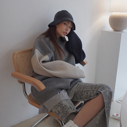 Kontrast-Strickpullover Lazy Sweater