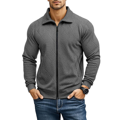 Herren Waffelstrick-Jacke mit Reverskragen – Casual Look für alle Jahreszeiten