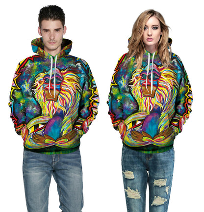 Unisex Hoodie mit 3D-Affen-Print – Streetwear Sweatshirt für Paare