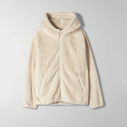 Fleece-Zip-Kapuzenblazer für Damen