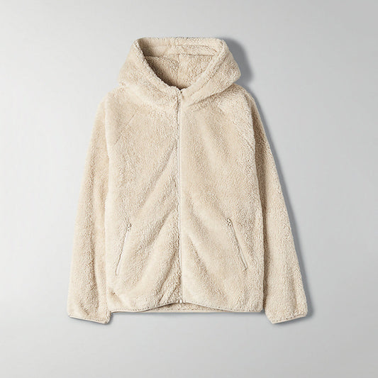 Fleece-Zip-Kapuzenblazer für Damen