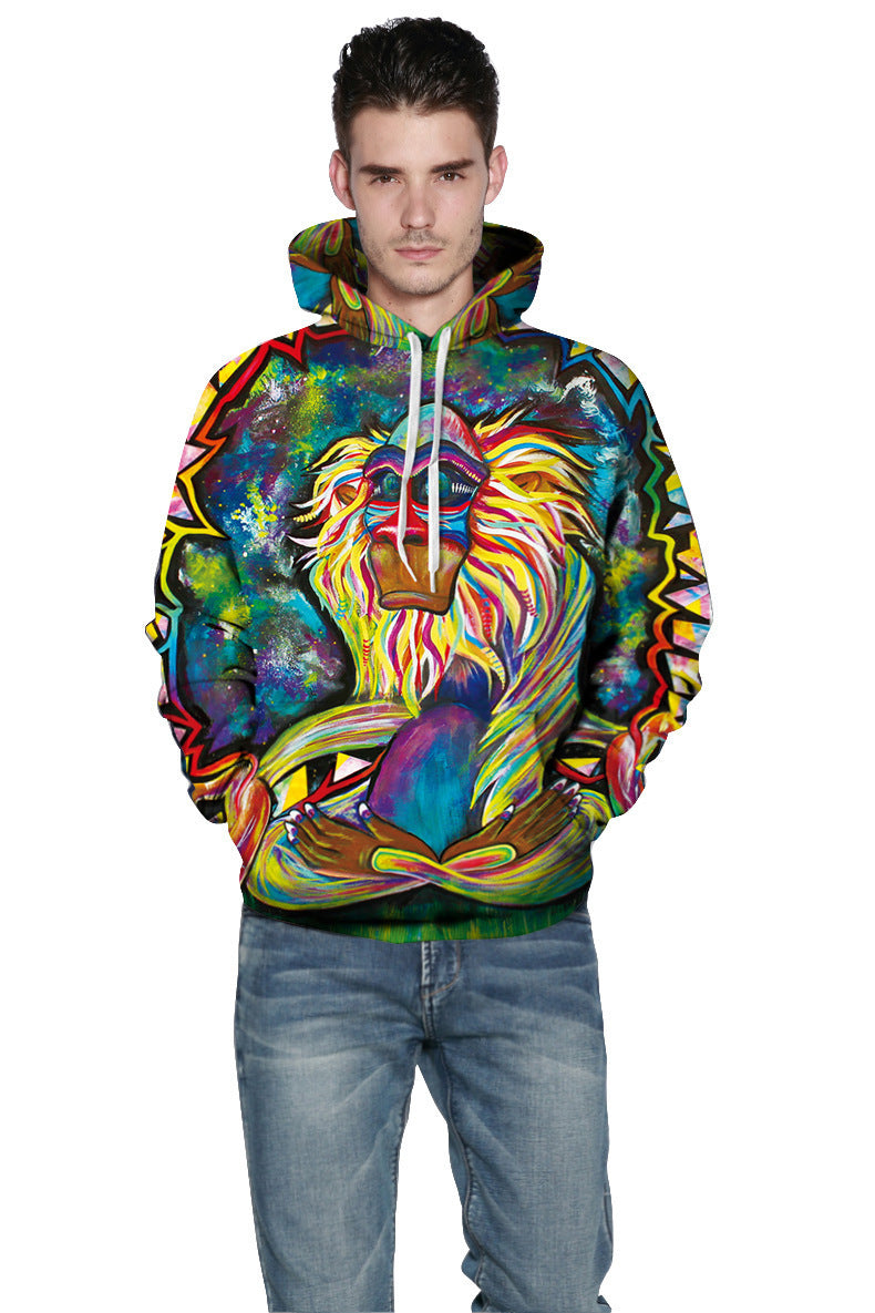 Unisex Hoodie mit 3D-Affen-Print – Streetwear Sweatshirt für Paare
