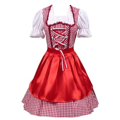 Bayerisches Trachtenkleid „Biergarten“ mit Schürze – Dirndl Set in Rot kariert