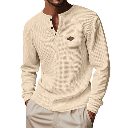 Herren Langarmshirt mit Waffelmuster und Henley-Knopfleiste – Schnell trocknend