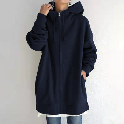 Damen Fuzzy Hoodies Langer Sport Pullover Hoodie Full-Zip Hoodie Sweatshirt