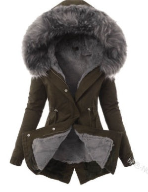 Plüschjacke mit Kapuze und Kordelzug für Damen