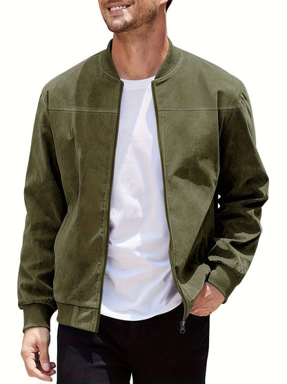 Herren Freizeitjacke aus Wildlederimitat – Große Größen mit Reißverschluss