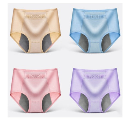 4 physiologische Unterwäsche Damen Taille Baumwolle Tante Menstruation Auslaufsicher Mädchen Warm Atmungsaktiv Dreieck Gesundheitshose