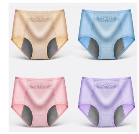 4 physiologische Unterwäsche Damen Taille Baumwolle Tante Menstruation Auslaufsicher Mädchen Warm Atmungsaktiv Dreieck Gesundheitshose