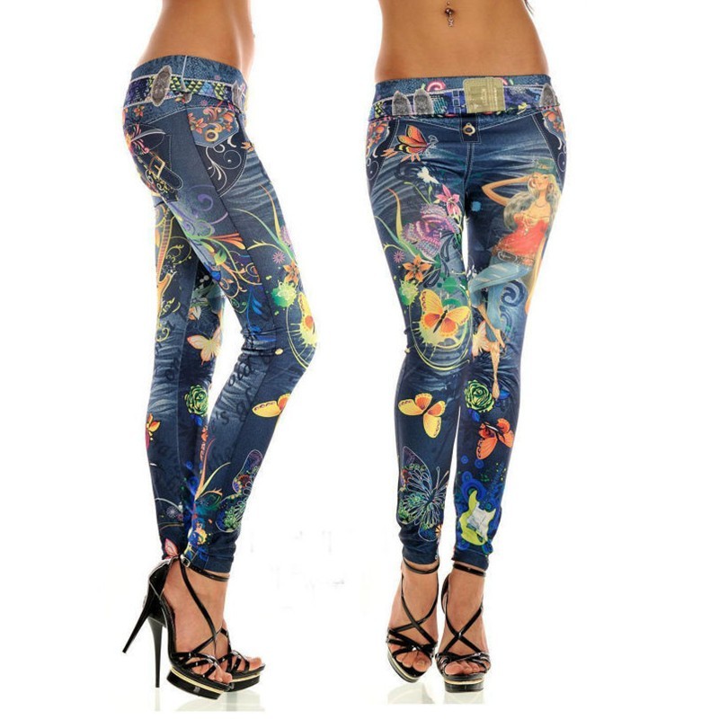 Leggings mit Denim-Print