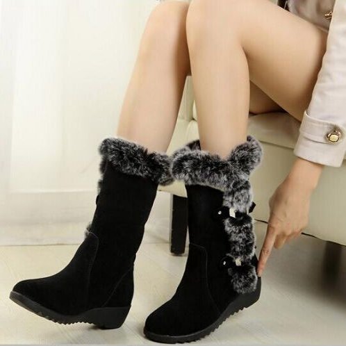 Schneestiefel Mittelkalb Kunstpelz Plüsch Winter Damenstiefel