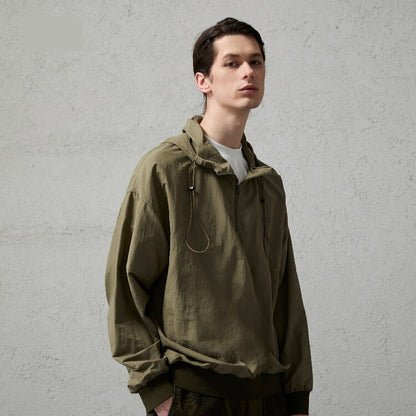 Minimalistische Kapuzenjacke mit Kontrastfarben – Dünne Sonnenschutzkleidung