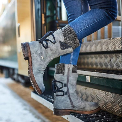 Damen Winterstiefel Halbhohe Schneestiefel