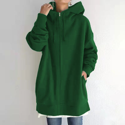 Damen Fuzzy Hoodies Langer Sport Pullover Hoodie Full-Zip Hoodie Sweatshirt